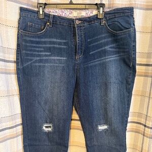 Vintage America Blues Boyfriend Distressed Dark Denim Jeans Size 16